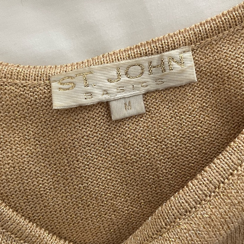 St. John Basic Gold Metallic Knit Top, Vintage - image 7